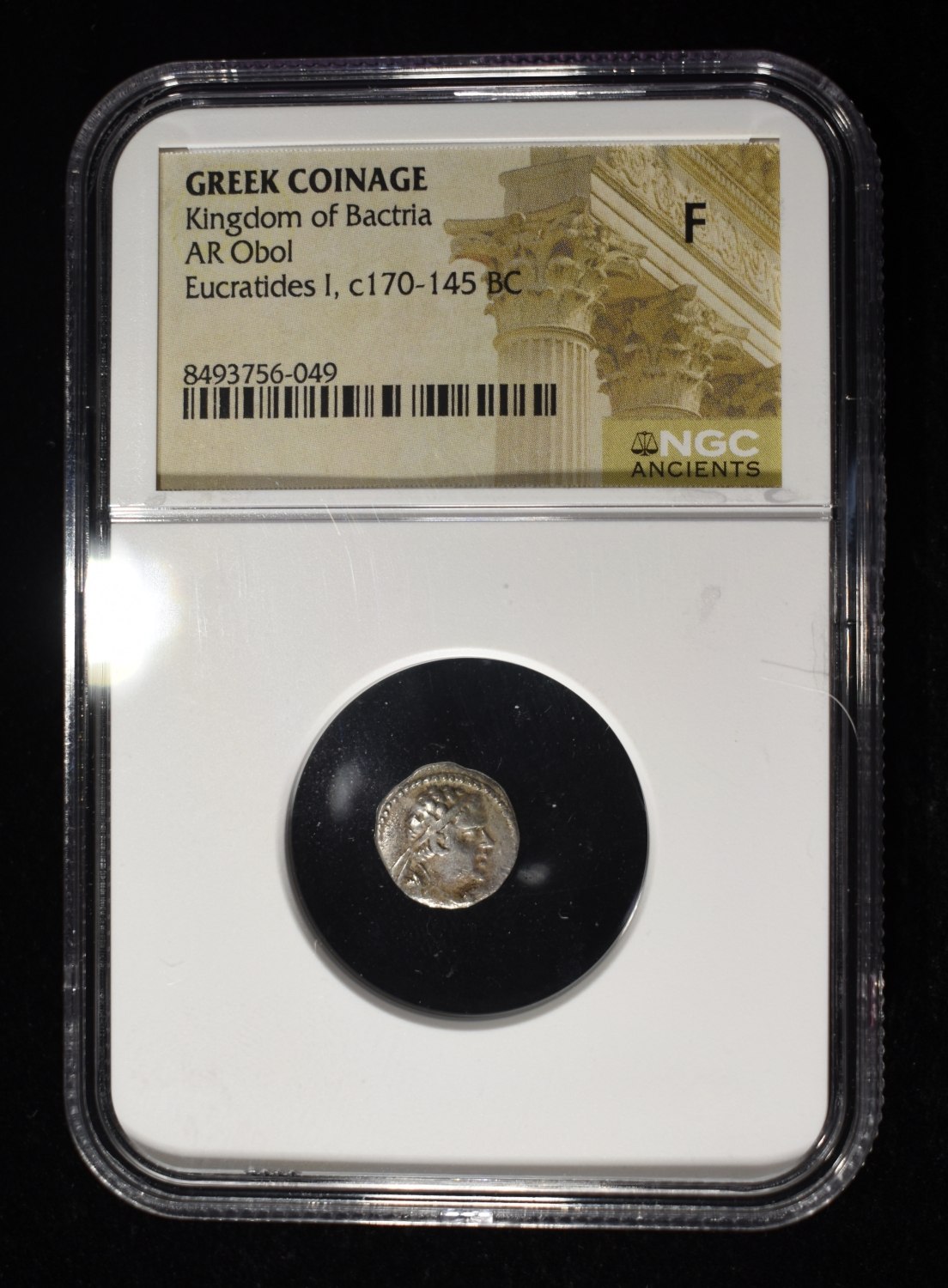 c.170-145 BC EUCRATIDES, AR OBOL NGC F