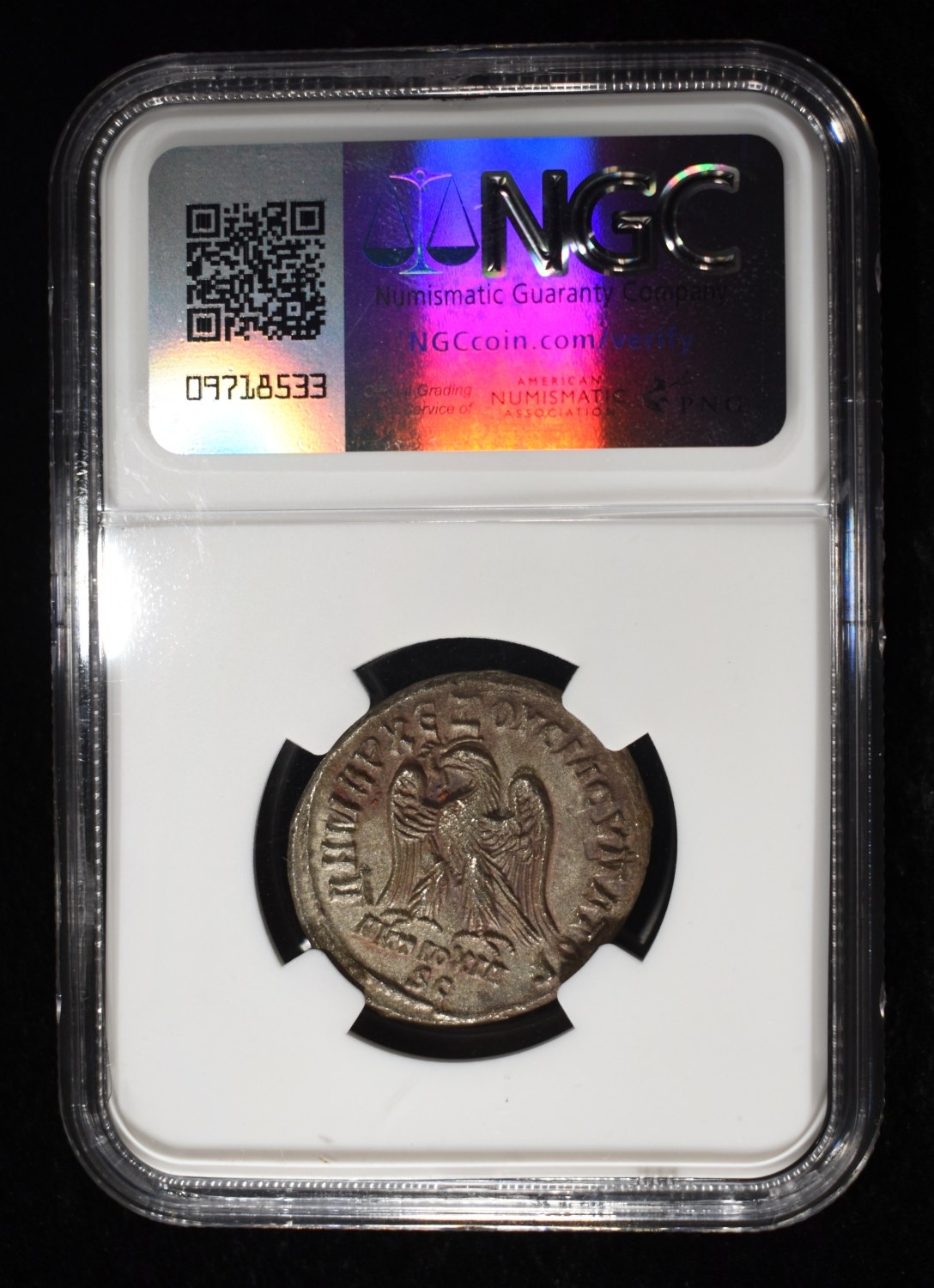 PHILIP II, AD 247-249 BI TETRADRACHM NGC XF