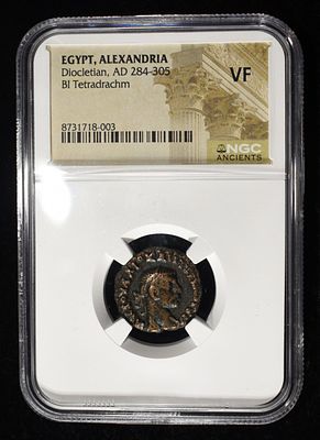 AD 284-305 DIOCLETIAN BI TETRADRACHM NGC XF. EGYPT, ALEXANDRIA ESTIMATE $110 - $160.