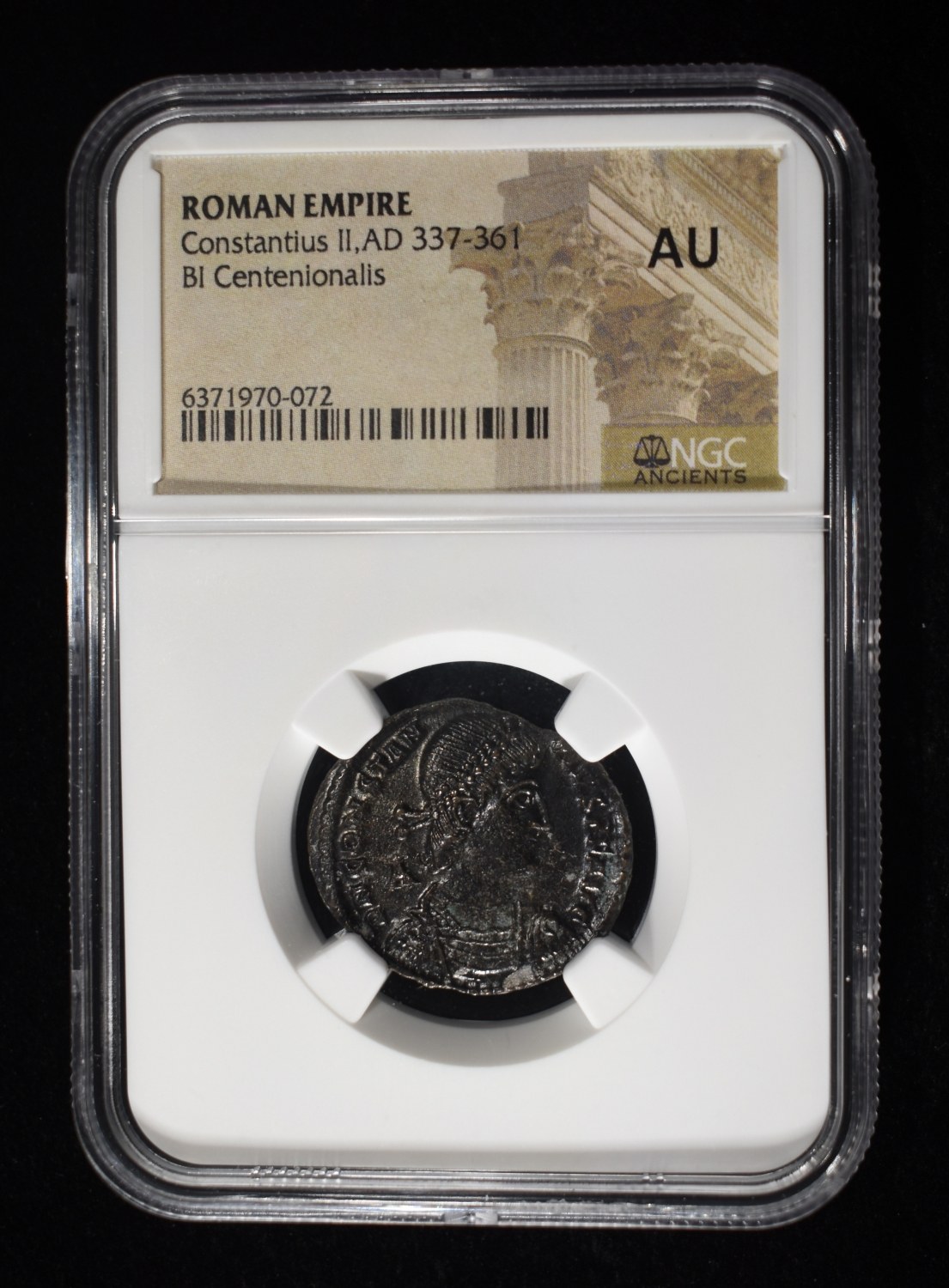 CONSTANTIUS II, AD 337-361 BI CENTENIONALIS NGC AU
