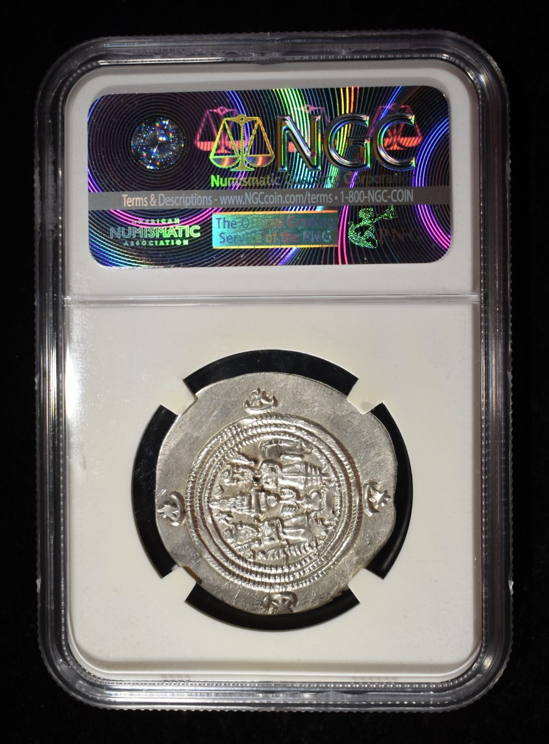 AD 591-628 KHUSRU II AR DRACHM NGC CH AU
