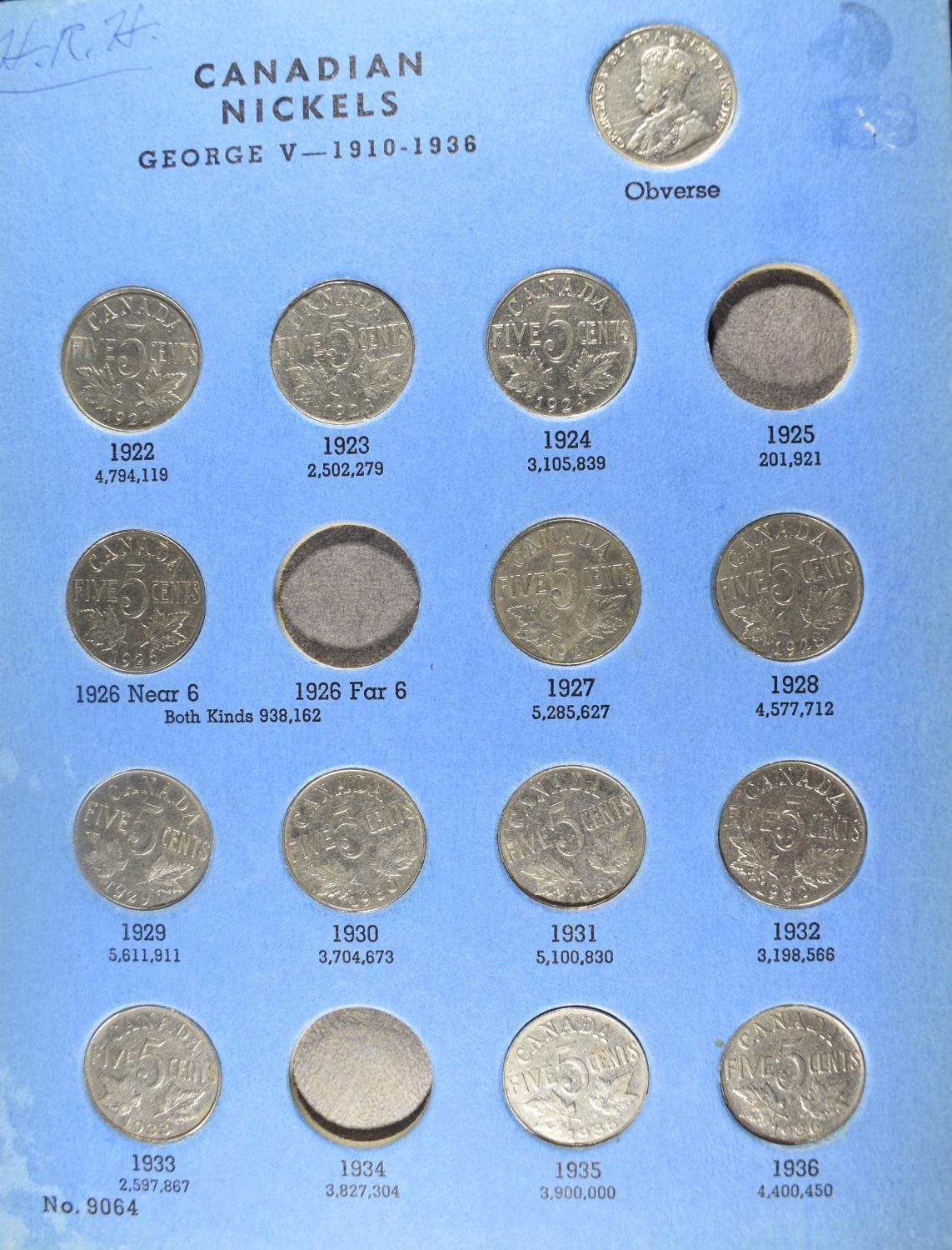(5) CANADIAN NICKEL COLLECTIONS