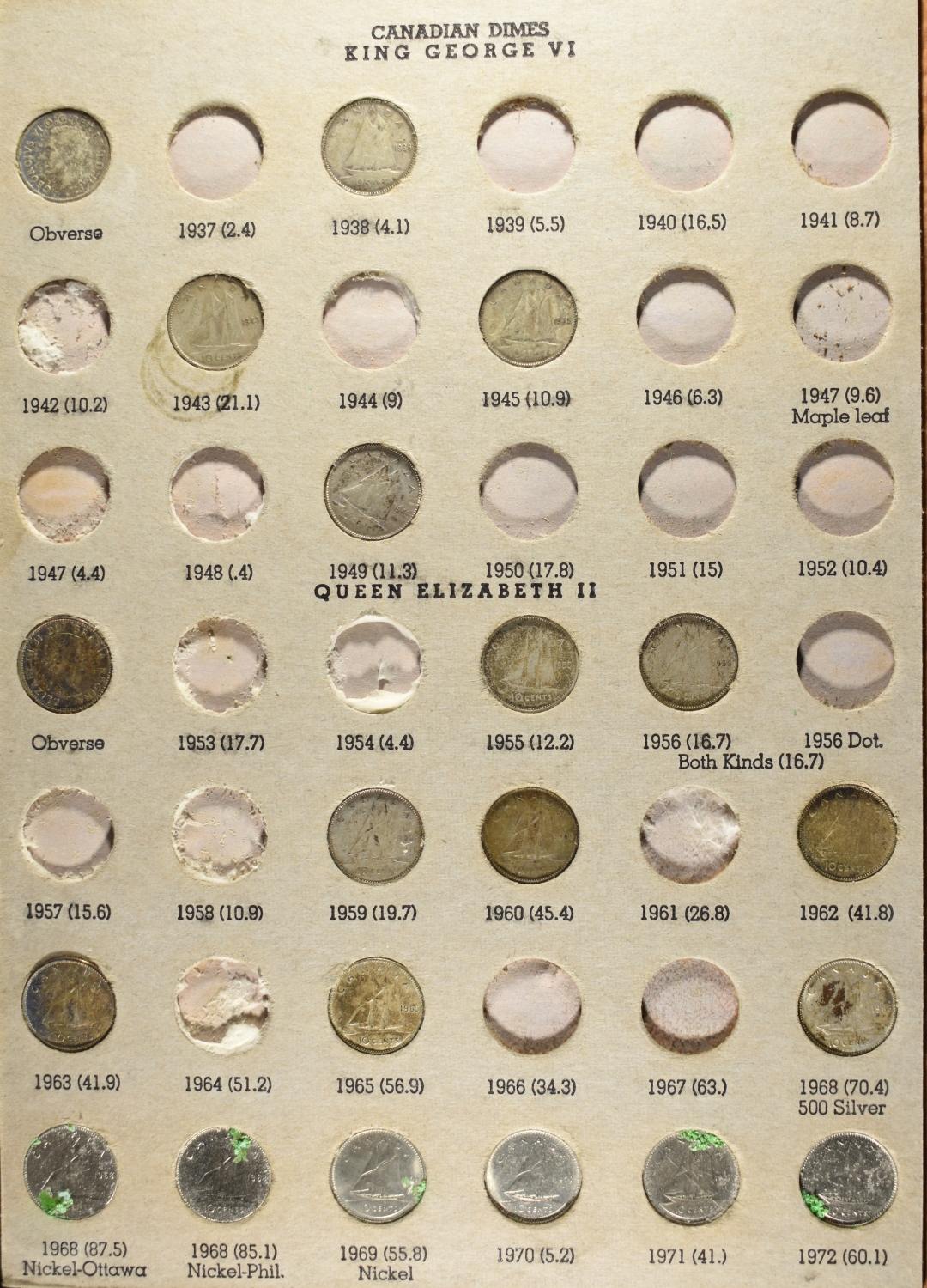 CANADIAN DIME & 25 CENT COLLECTION