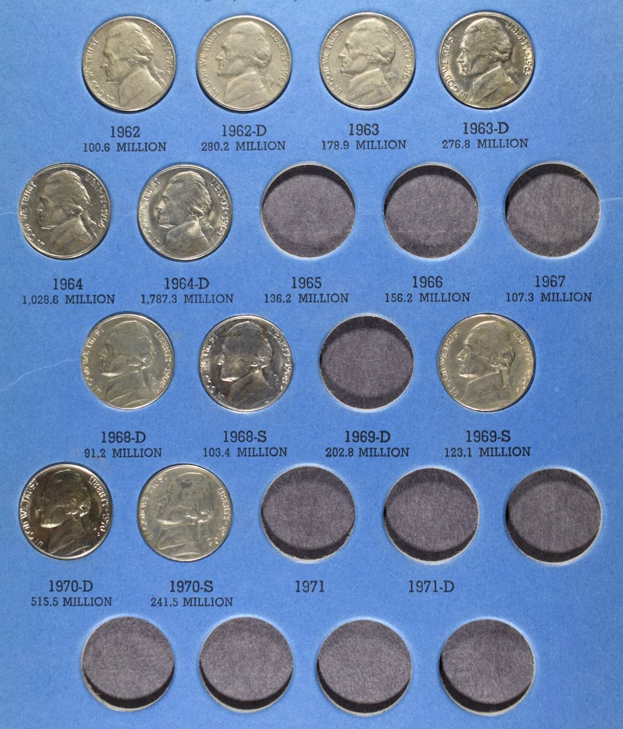 (1) JEFFERSON & (4) BUFFALO NICKEL COLLECTIONS