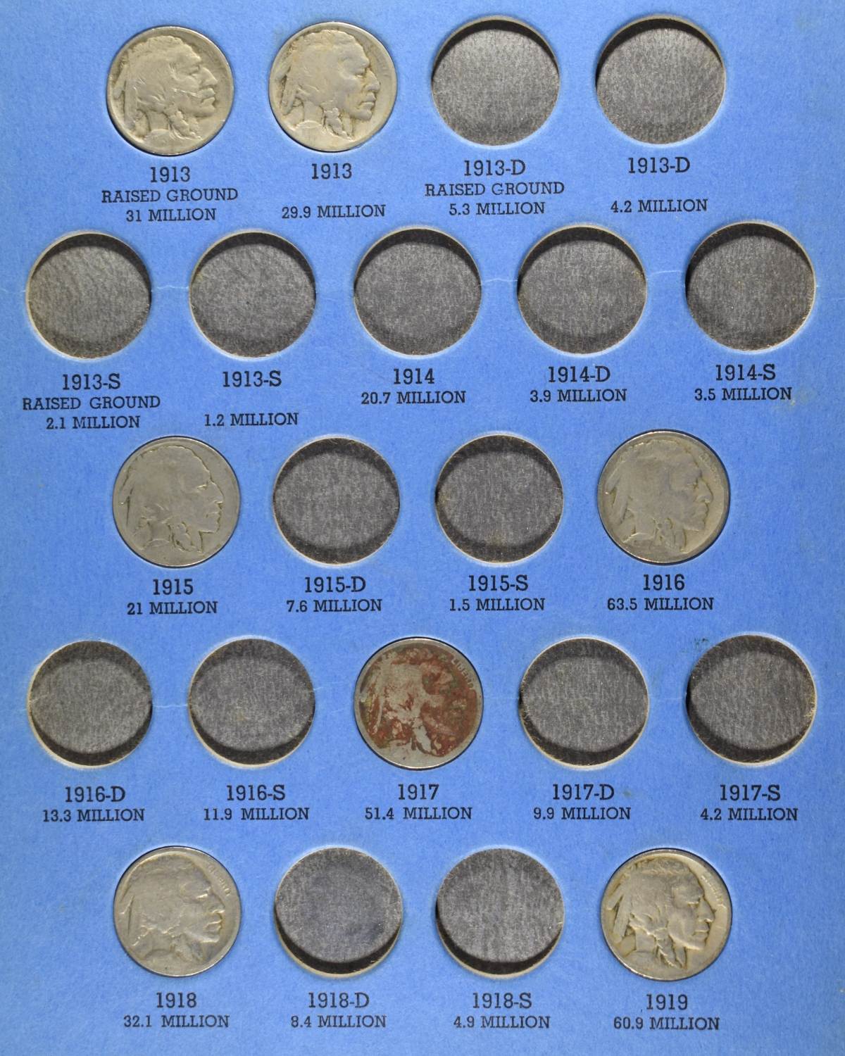 (1) JEFFERSON & (4) BUFFALO NICKEL COLLECTIONS