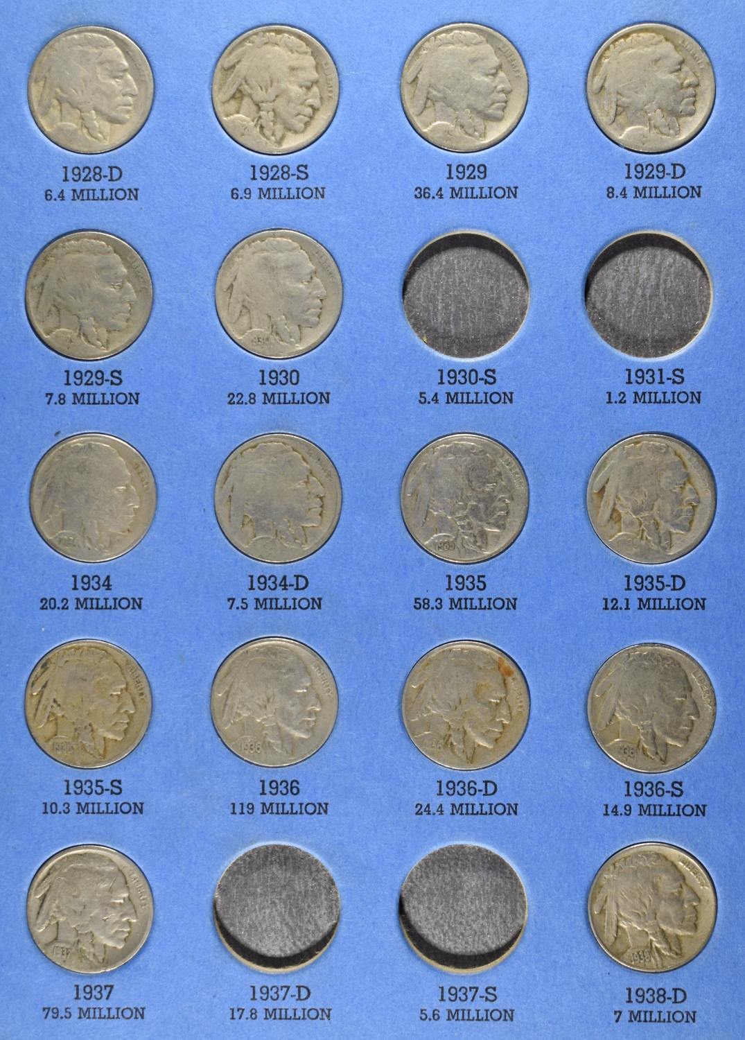 (1) JEFFERSON & (4) BUFFALO NICKEL COLLECTIONS