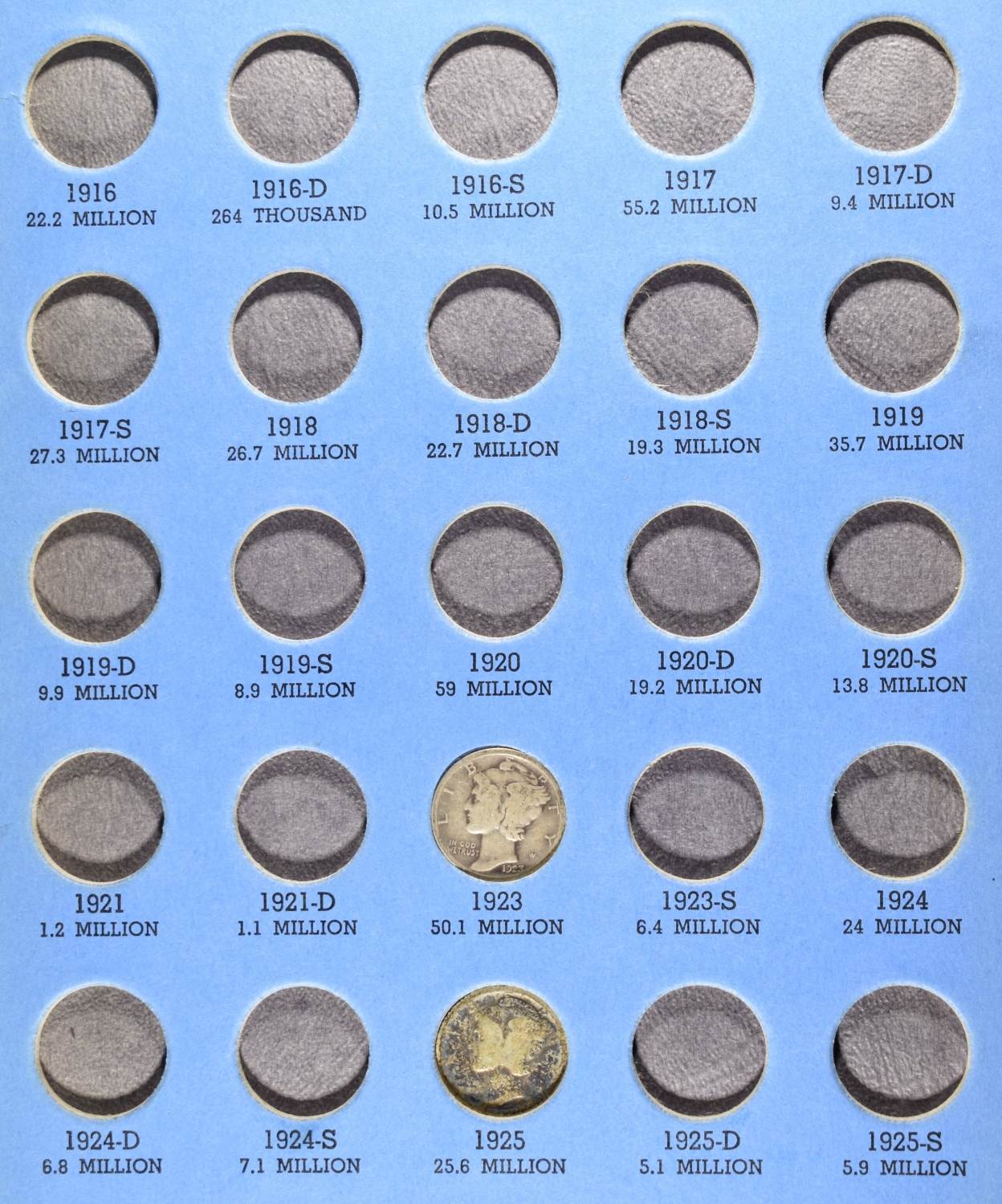 MERCURY HEAD DIME COLLECTION WHITMAN