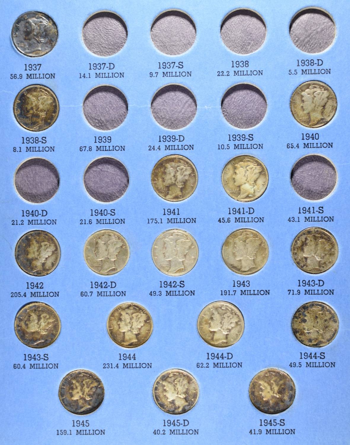 MERCURY HEAD DIME COLLECTION WHITMAN