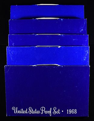 (5) 1968 US PROOF SETS. LEADERS IN ON-LINE AUCTIONS ESTIMATE $100 - $150.