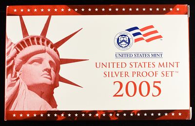 2005 US SILVER PROOF SET. BID WITH SILVER CITY AUCTIONS ESTIMATE $150 - $200.