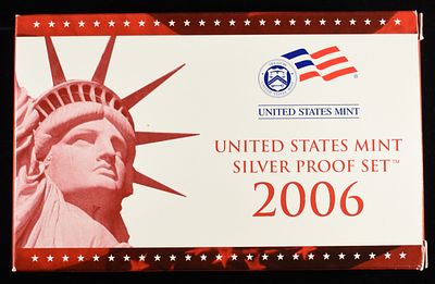 2006 US SILVER PROOF SET. LEADERS IN ON-LINE AUCTIONS ESTIMATE $150 - $200.