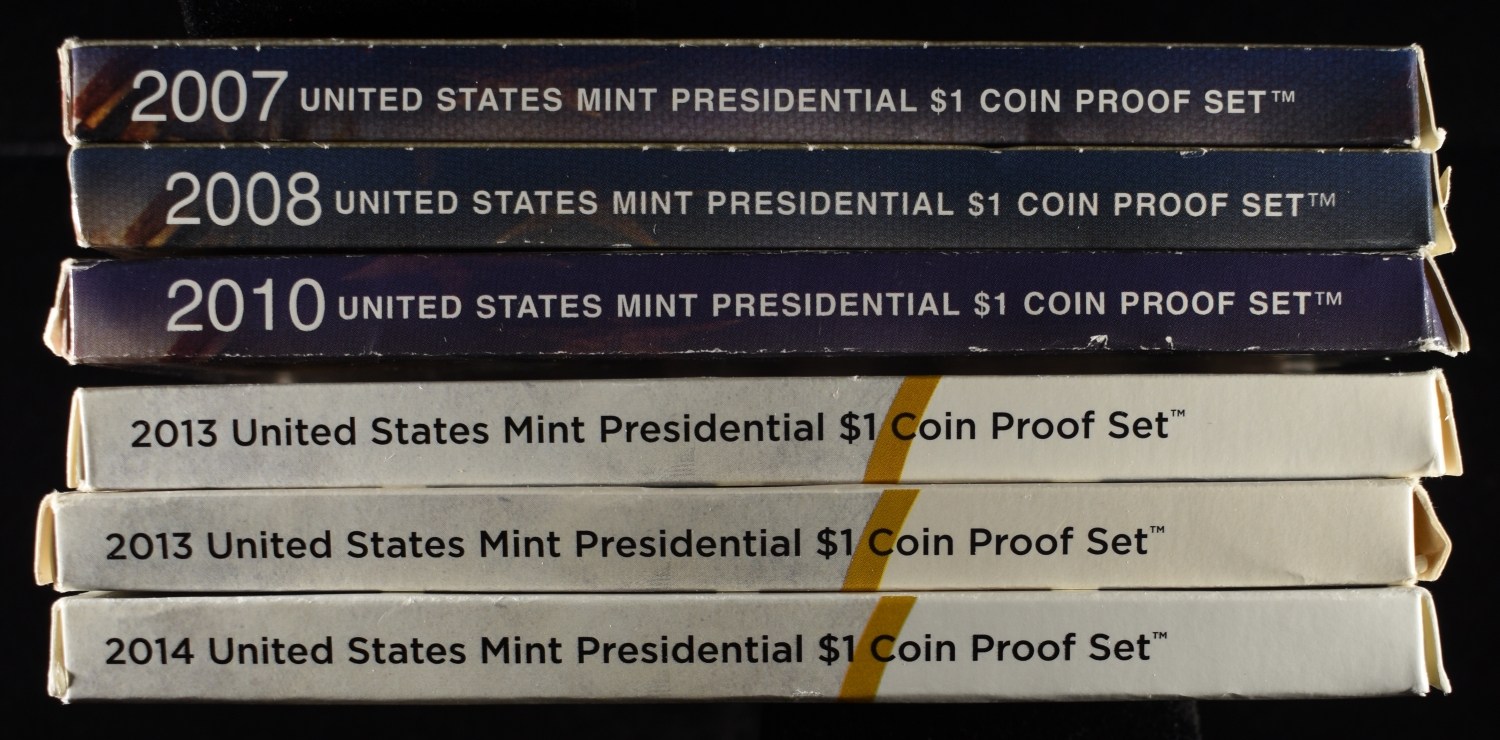 PRESIDENTIAL $1 PROOF SETS 07, 08, 10, 14 & (2) 13
