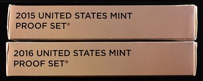 2015-2016 US PROOF SETS. BID WITH SILVER CITY AUCTIONS ESTIMATE $100 - $150.