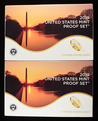 (2) 2019 MINT PROOF SETS. BID WITH SILVER CITY AUCTIONS ESTIMATE $120 - $170.