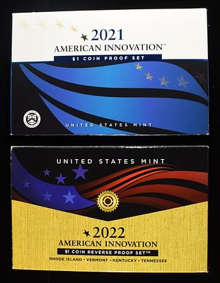 2021 PROOF & 22 REVERSE PROOF $1 INNOVATION SETS. CHECK OUT OUR UPCOMING AUCTIONS ESTIMATE $75 - 