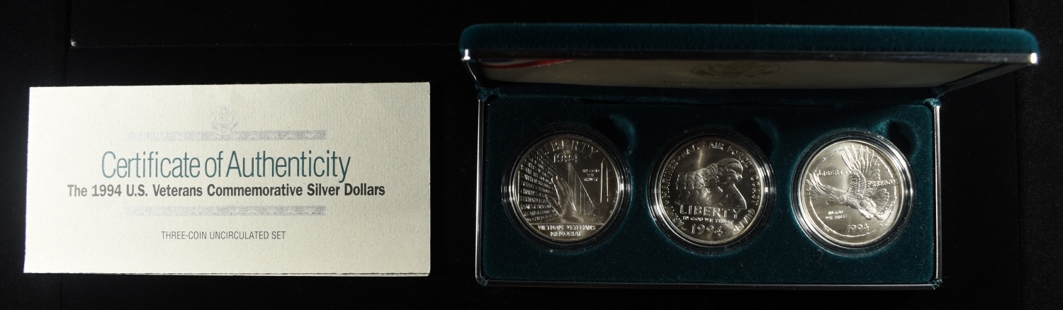 1994 U.S VETERANS COMMEM SILVER DOLLAR SETS