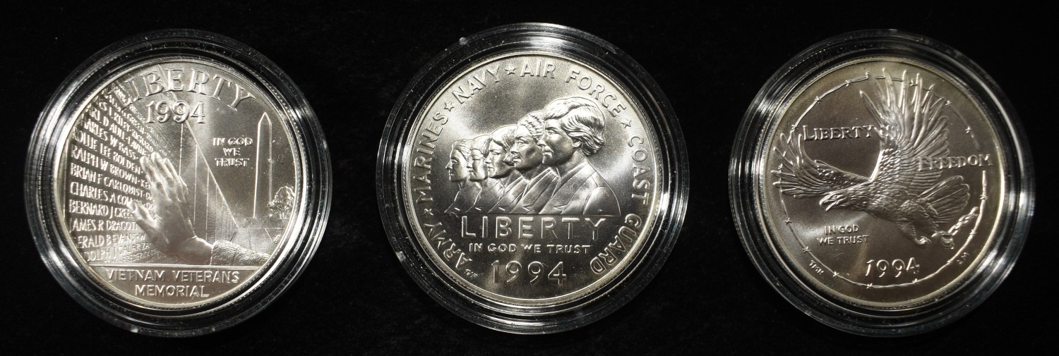1994 U.S VETERANS COMMEM SILVER DOLLAR SETS