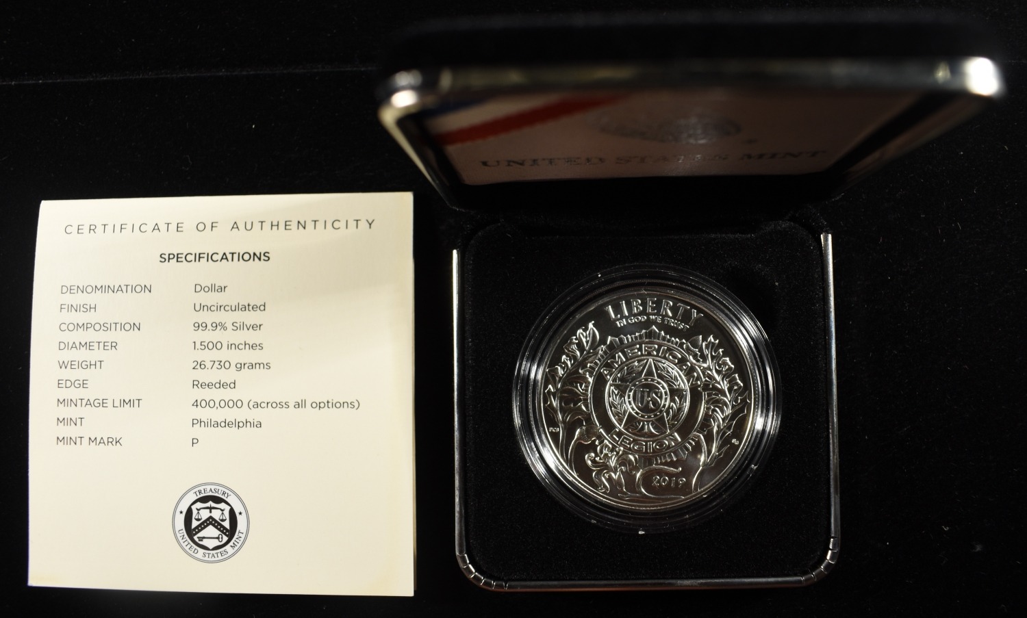 2019-P $1 COMMEM AMERICAN LEGION
