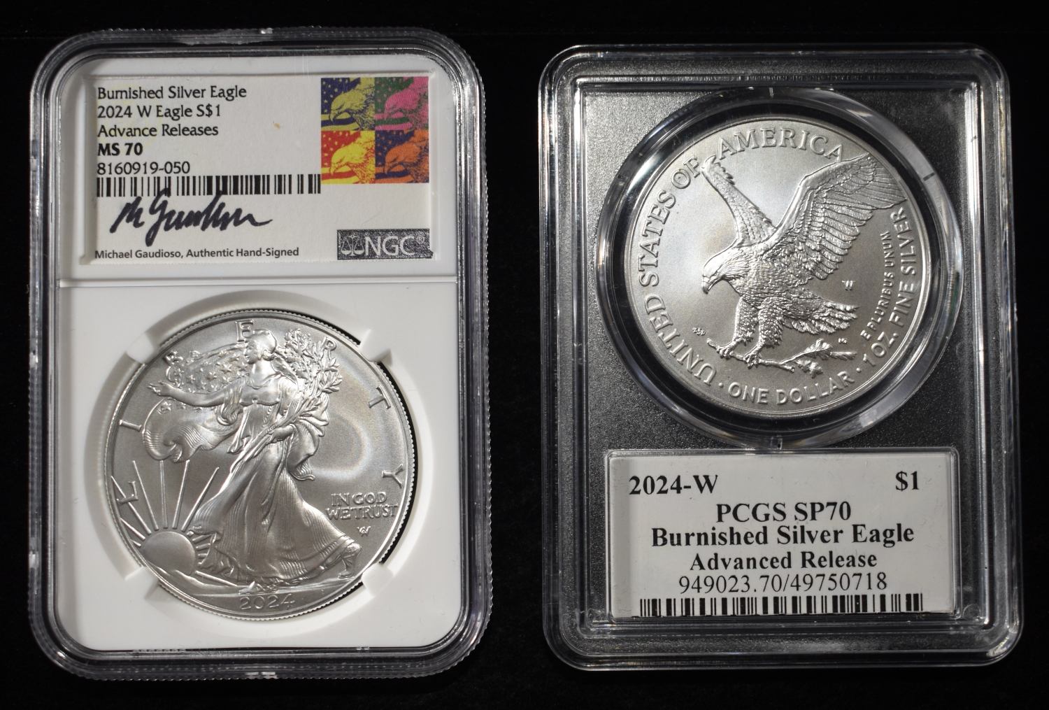 2024-W AMERICAN SILVER EAGLE PCGS & NGC BURN