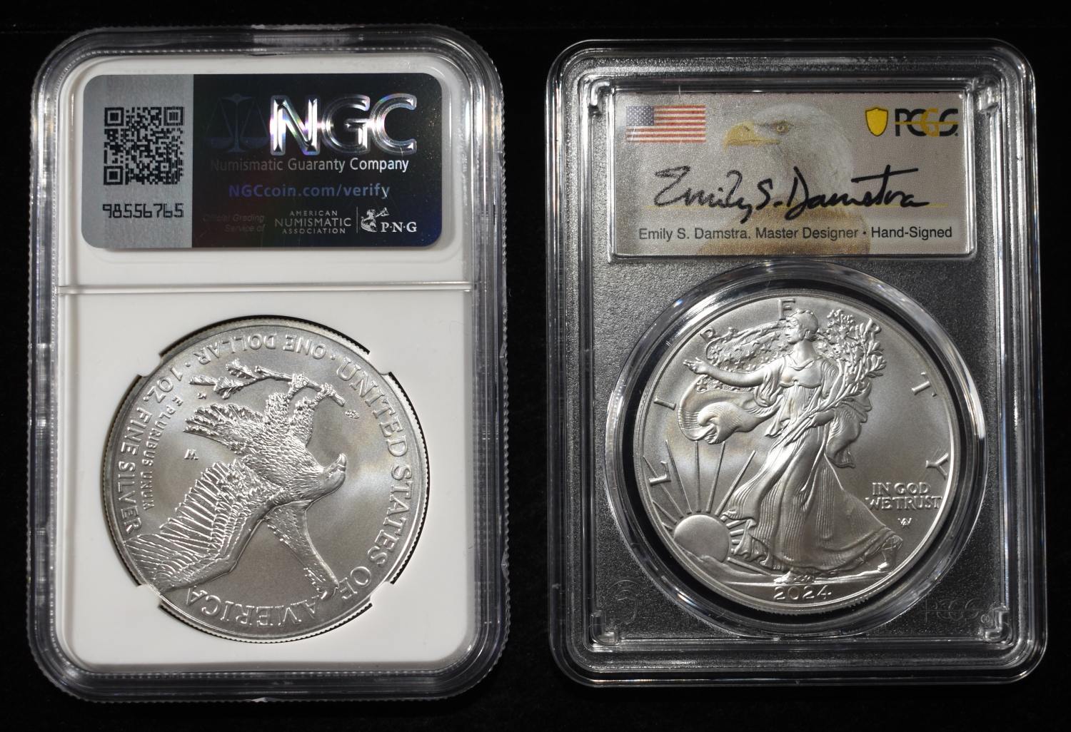 2024-W AMERICAN SILVER EAGLE PCGS & NGC BURN