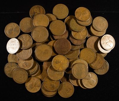 (73) WHEAT CENTS FROM THE 20'S. LEADERS IN ON-LINE AUCTIONS ESTIMATE $100 - $120.