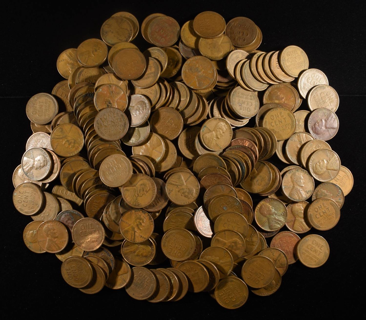 (250) WHEAT CENTS FROM THE 1930'S