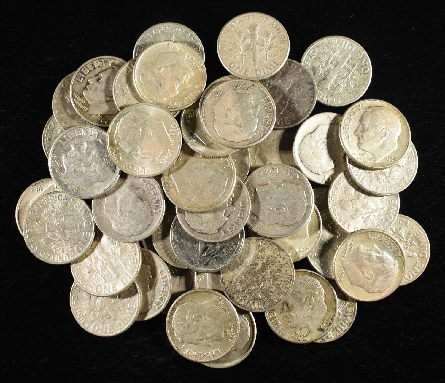 (50) ROOSEVELT DIMES 90% SILVER