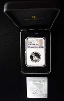 2019-P WEDGE-TAIL EAGLE 1 OZ .999 SILVER PF70 UCAM. HIGH RELIEF WEEKLY COIN & CURRENCY AUCTIONS 