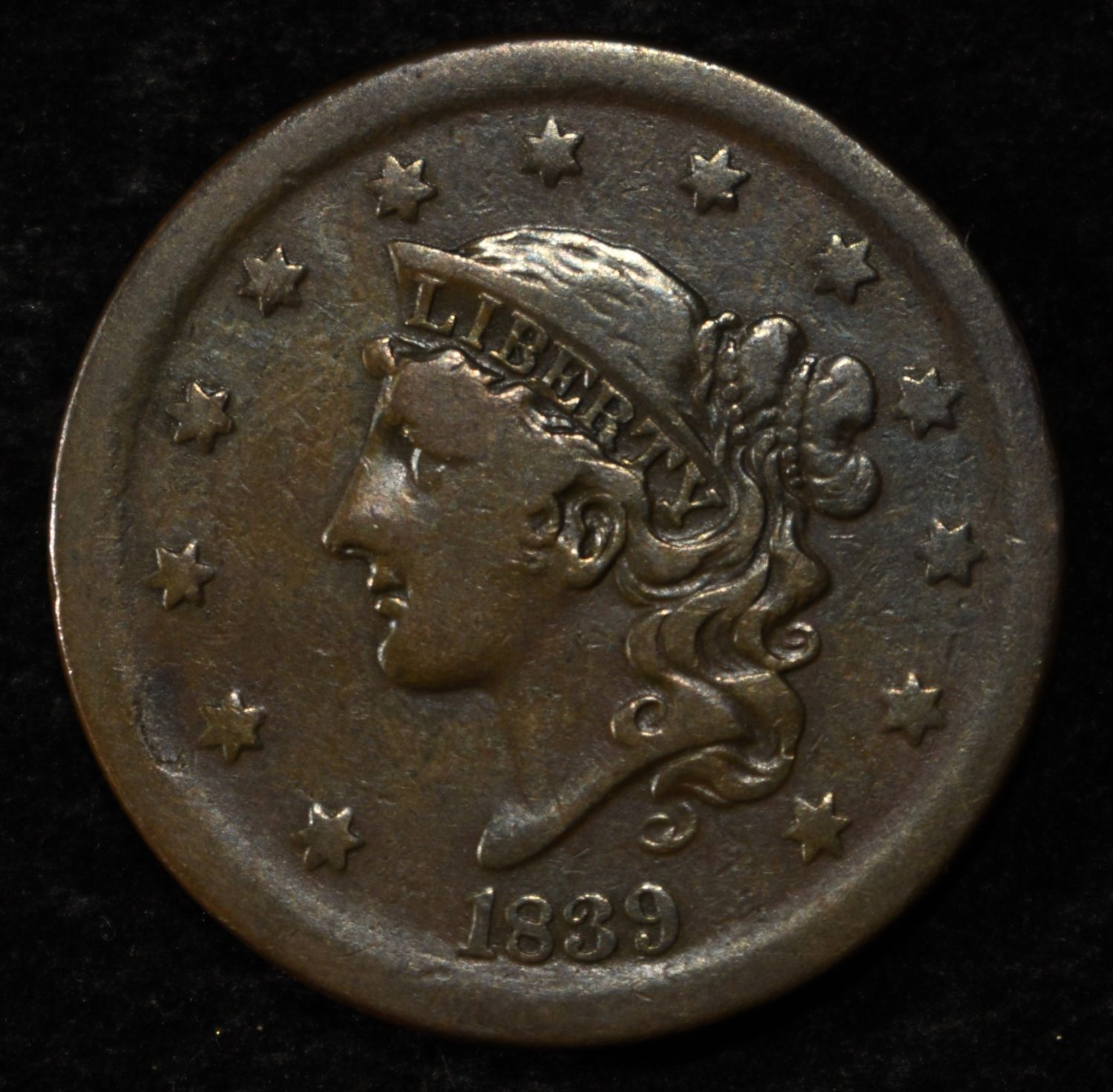 1839 SILLY HEAD LARGE CENT FINE