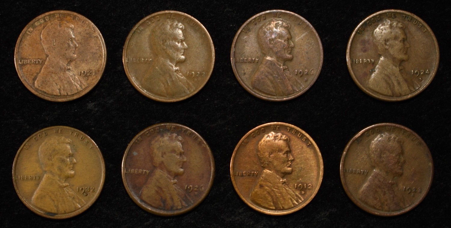 8 NICE EARLY SEMIKEY WHEAT CENTS