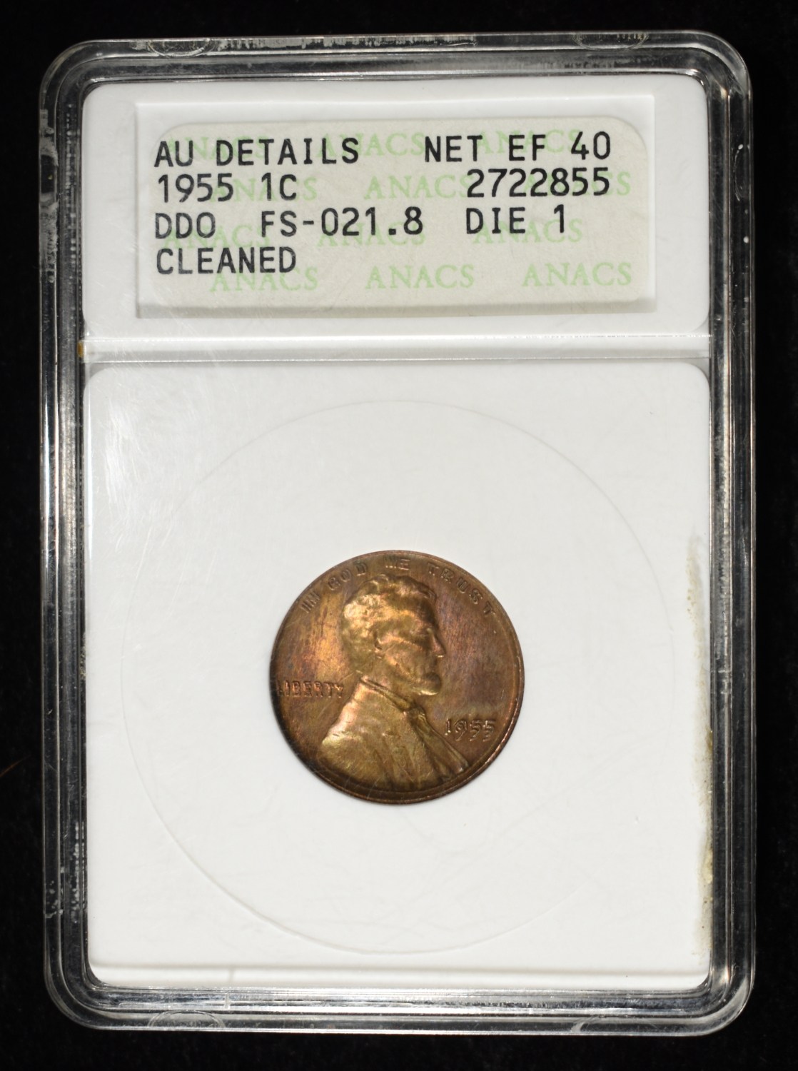1955 DDO WHEAT CENT ANACS AU CLEANED