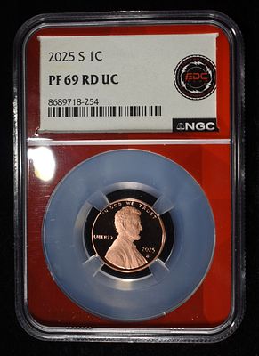 2025-S SHIELD CENT NGC PF69 RD UC. WEEKLY COIN & CURRENCY AUCTIONS ESTIMATE $200 - $250.