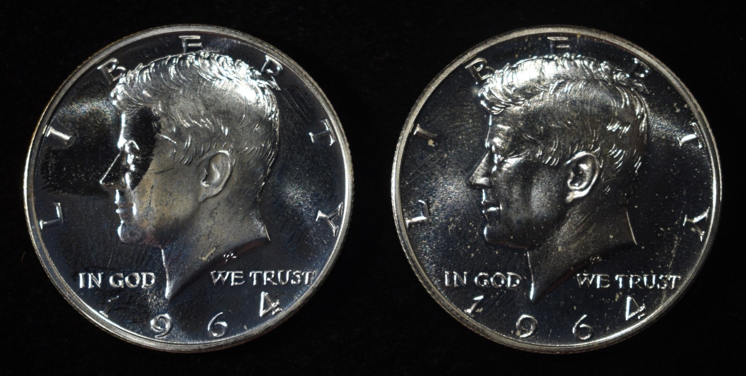 (2) 90% SILVER 1964 KENNEDY HALF DOLLARS PROOF BU