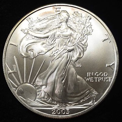 2003 AMERICAN SILVER EAGLE. BID WITH SILVER CITY AUCTIONS ESTIMATE $110 - $160.