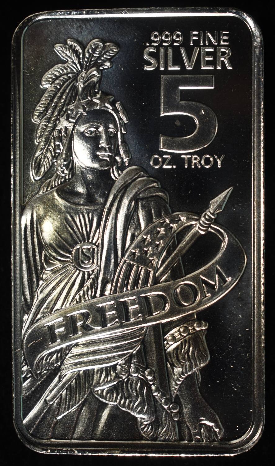 FREEDOM 5 OZ .999 SILVER BAR
