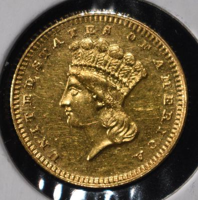 1886 $1 GOLD TYPE 3 CH BU PROOFLIKE. LEADERS IN ON-LINE AUCTIONS ESTIMATE $950 - $1050.