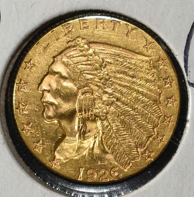 1926 $2.5 INDIAN GOLD CH BU. LEADERS IN ON-LINE AUCTIONS ESTIMATE $900 - $1100.