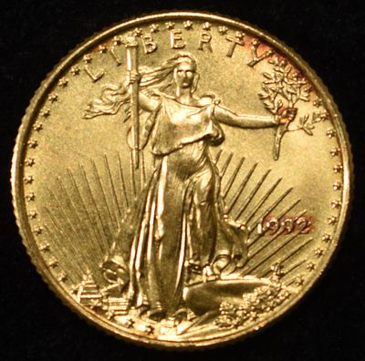1992 1/10 OZ GOLD $5. TOP RATED AUCTION HOUSE ESTIMATE $680 - $730.