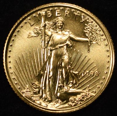 1998 1/10TH OZ $5 GOLD EAGLE. WEEKLY COIN & CURRENCY AUCTIONS ESTIMATE $625 - $725.
