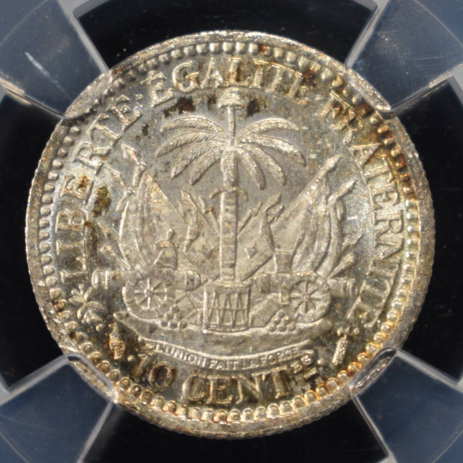1882 HAITI SILVER 10C NGC MS-63