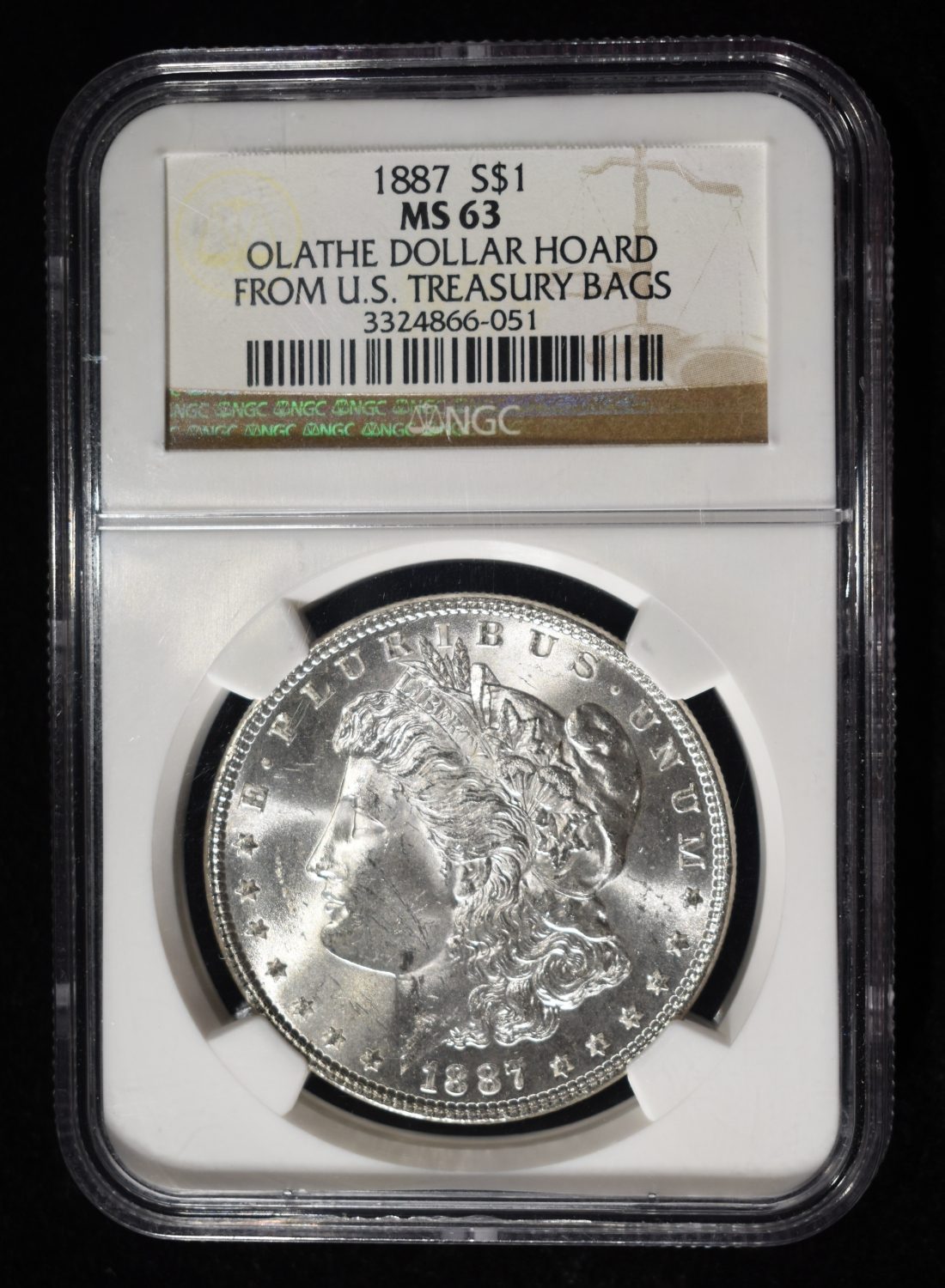1887 MORGAN DOLLAR NGC MS-63 OLATHE HOARD