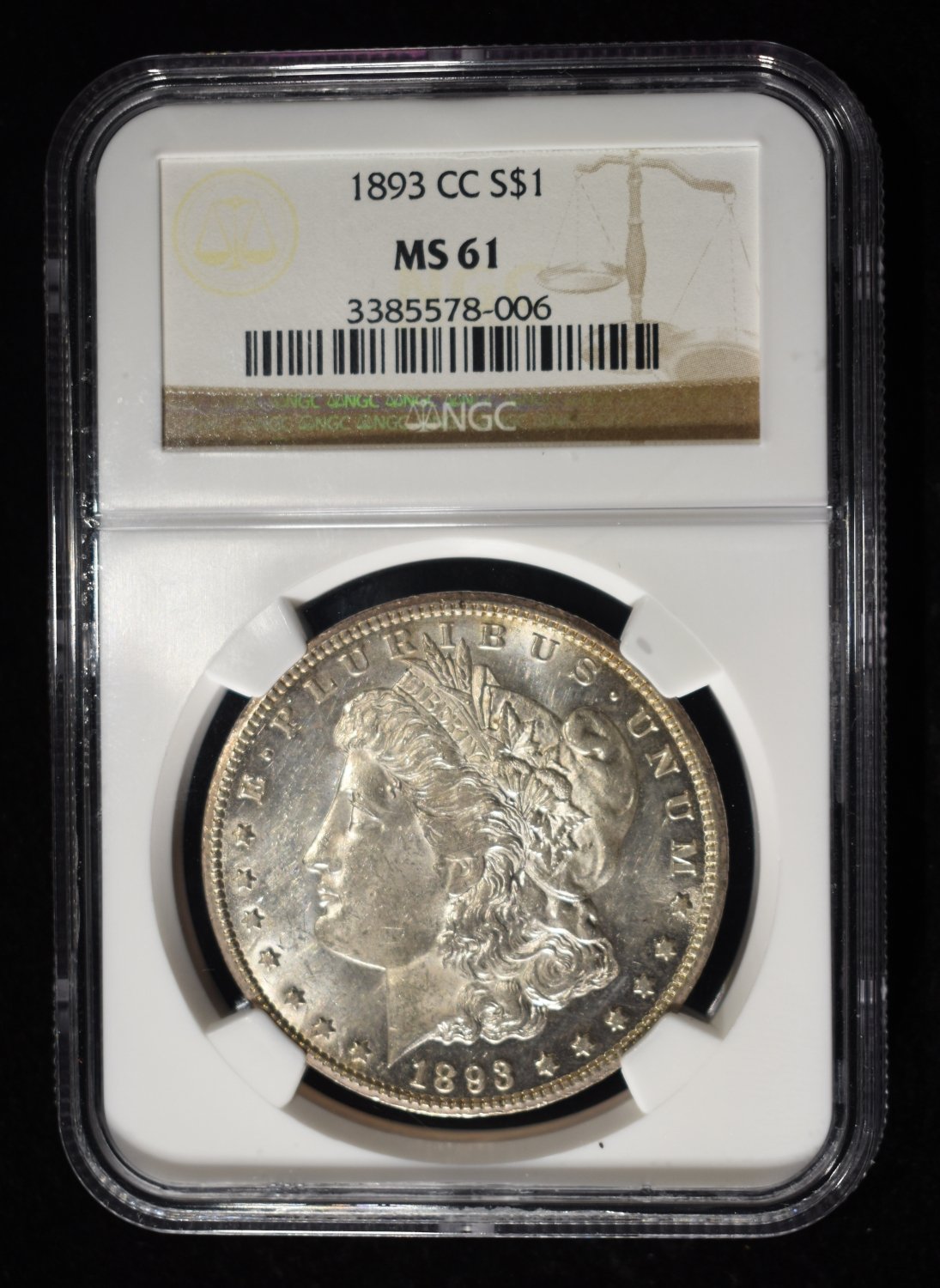 1893-CC MORGAN DOLLAR NGC MS-61