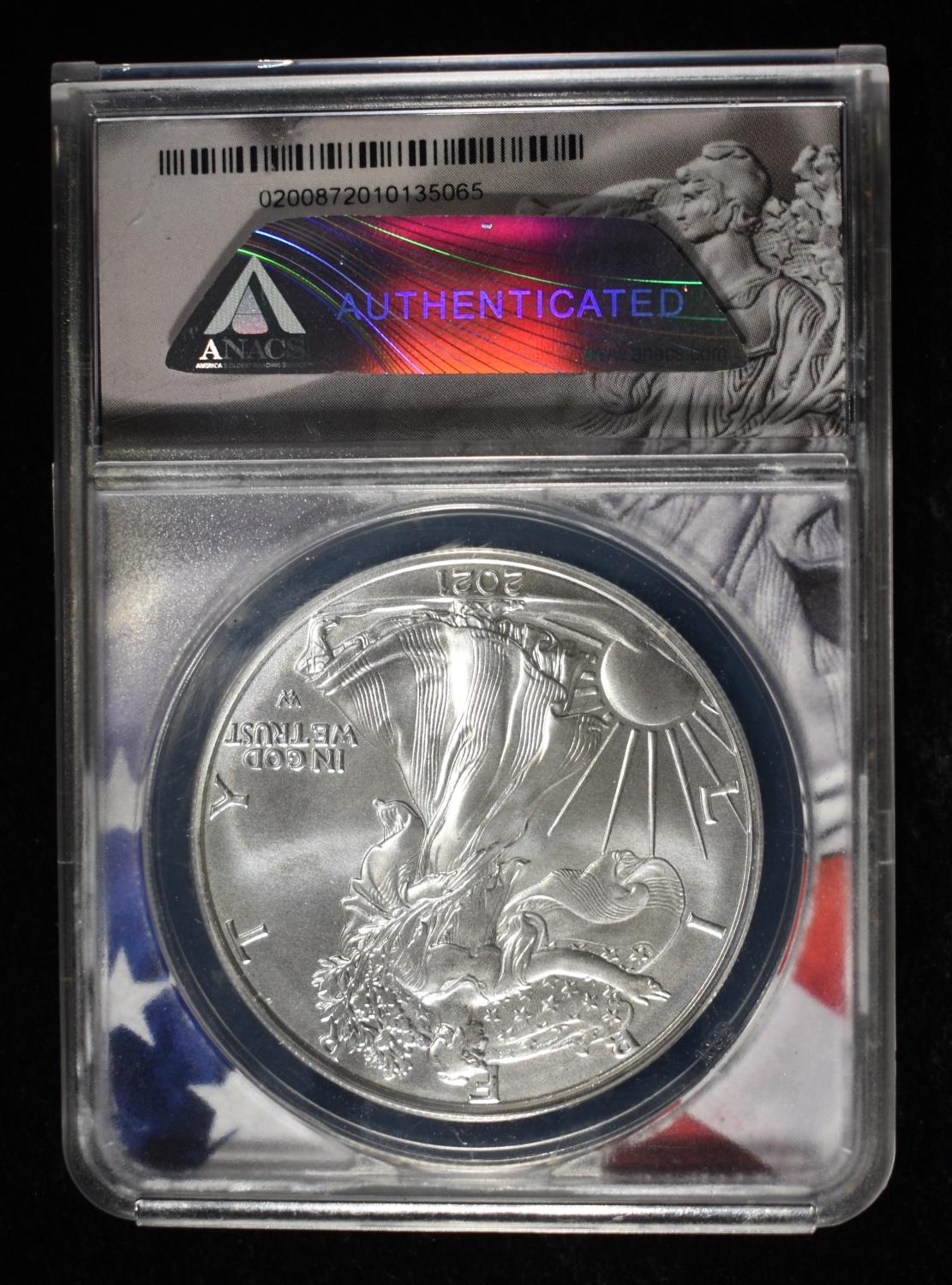 2021 AMERICAN SILVER EAGLE ANACS MS70 TYPE2