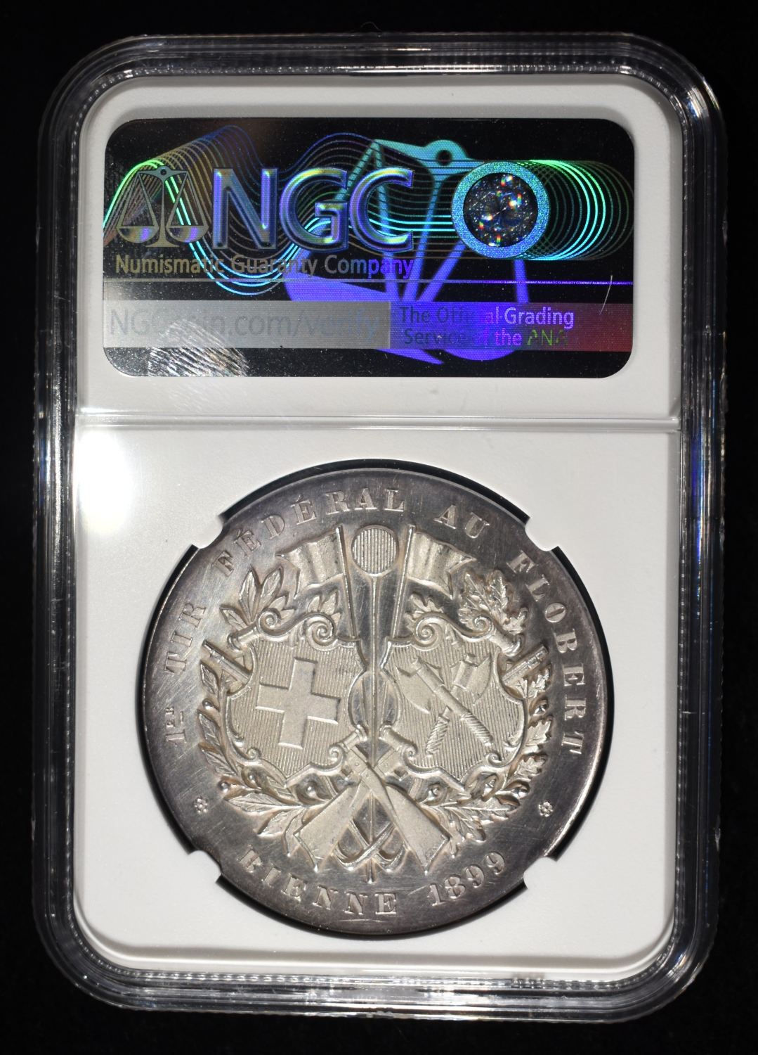 1899 SWISS SHOOTING BERN-BIENNE SILVER NGC MS-62
