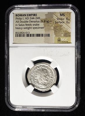 AD 244-249 PHILIP I AR DOUBLE-DENARIUS NGC MS. CHECK OUT OUR UPCOMING AUCTIONS ESTIMATE $400 - $450.
