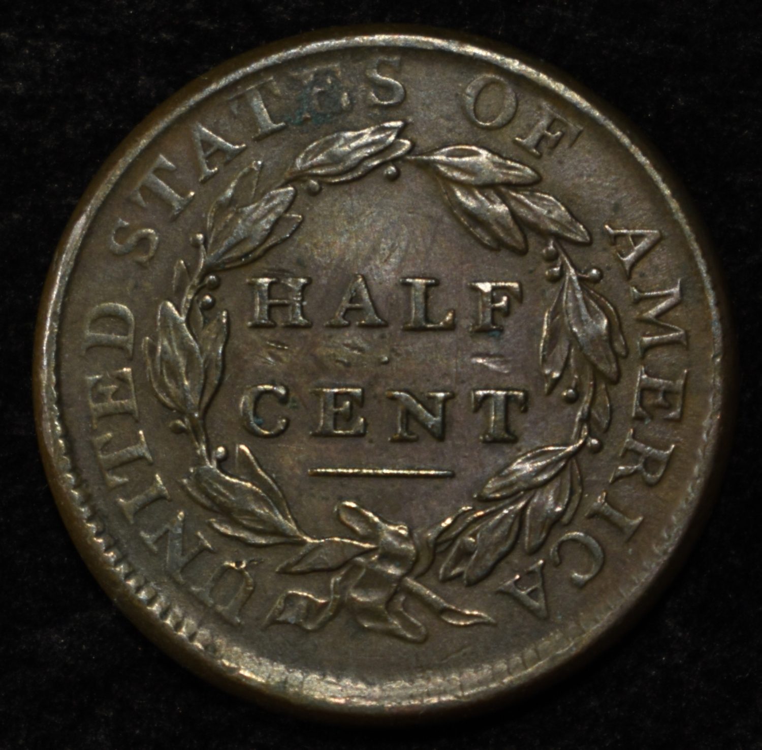1809 HALF CENT XF/AU DAMAGE OBV.