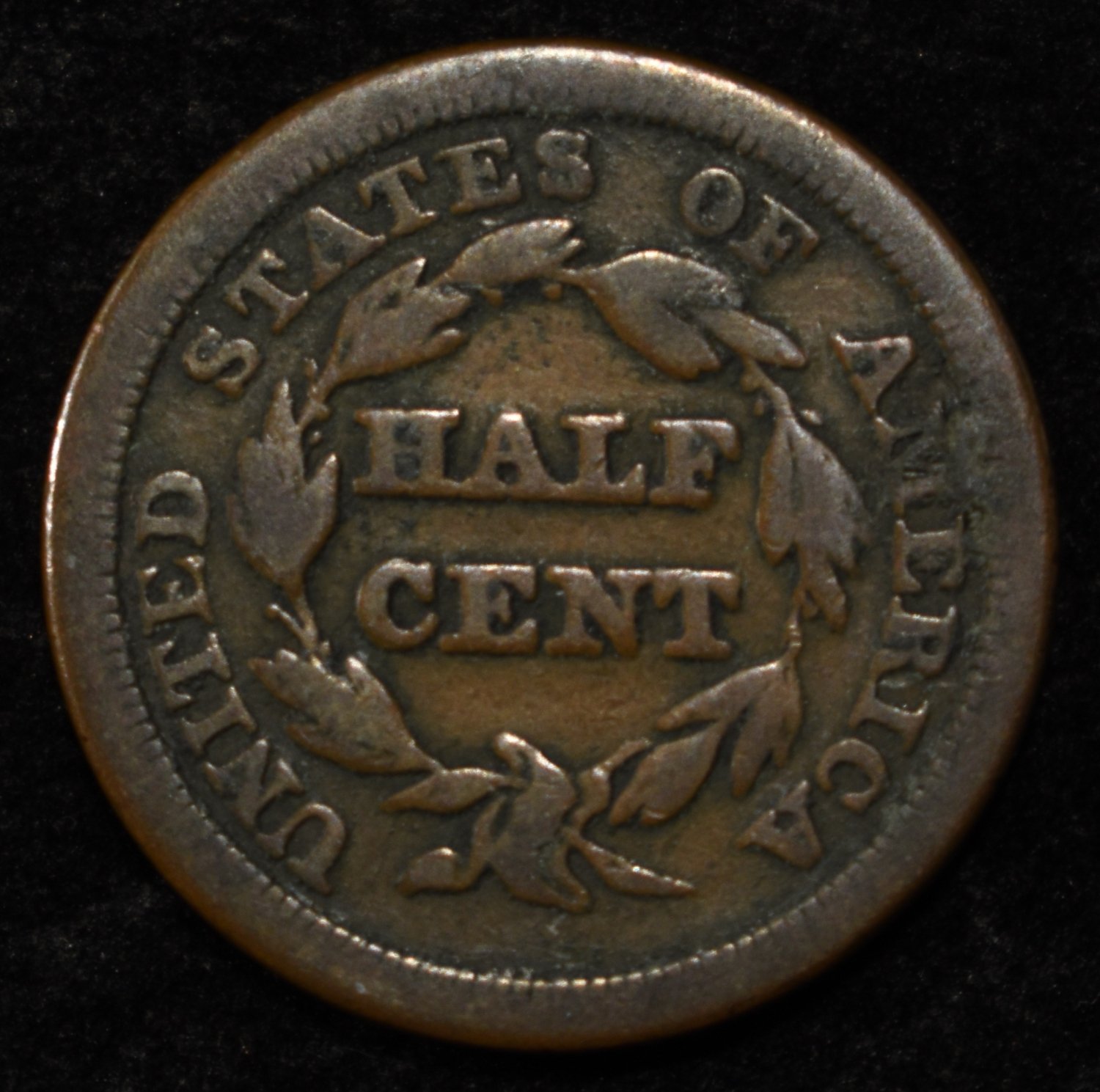 1854 HALF CENT VG