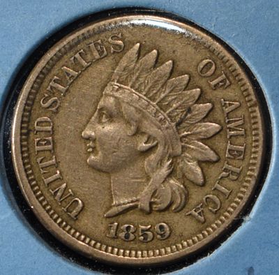 1859 INDIAN HEAD CENT. BID WITH SILVER CITY AUCTIONS ESTIMATE $80 - $120.