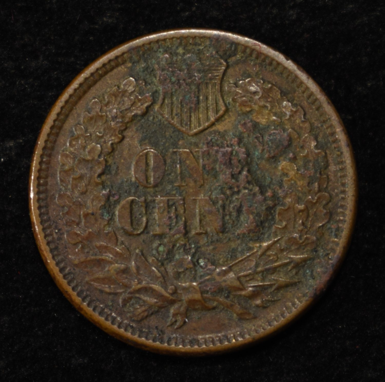 1865 INDIAN HEAD CENT XF DETAIL CORRODED