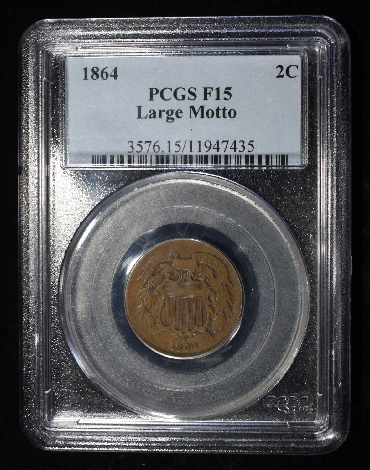 1864 TWO CENT PIECE PCGS F-15